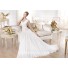 Fitted A Line Princess V Neck Draped Chiffon Wedding Dress With Flower
