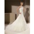 Fitted A Line Scalloped Neck Sleeveless Tulle Lace Wedding Dress With Buttons