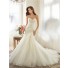 Fitted A Line Strapless Sweetheart Layered Organza Lace Corset Wedding Dress Detachable Straps