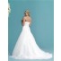 Fitted A Line Strapless Tulle Lace Applique Corset Wedding Dress Court Train