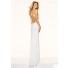 Fitted Mermaid Backless Long White Jersey Beaded Prom Dress