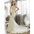 Fitted Mermaid Bateau Neckline Keyhole Backless Lace Wedding Dress With Buttons