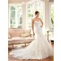 Fitted Mermaid Scoop Strapless Neckline Pleated Tulle Lace Wedding Dress Chapel Train