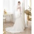 Fitted Mermaid Sheer Illusion Neckline Cap Sleeve Open Back Tulle Lace Wedding Dress