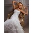 Fitted Mermaid Strapless Beaded Lace Tulle Wedding Dress With Flowers