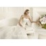 Fitted Mermaid Strapless Feather Neckline Lace Layered Tulle Wedding Dress
