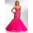 Fitted Mermaid Sweetheart Long Royal Blue Tulle Beaded Prom Dress Corset Back