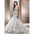 Fitted Mermaid Sweetheart Satin Embroidery Tiered Organza Ruffle Wedding Dress