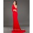 Fitted Sweetheart Cut Out Long Sleeve Red Evening Prom Dress