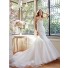 Fitted Trumpet Mermaid Strapless Organza Lace Applique Beaded Wedding Dress Chapel Train