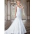 Fitted Trumpet Sweetheart Cap Sleeve Lace Beaded Wedding Dress Crystal Buttons