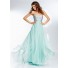 Flowing A Line Sweetheart Empire Waist Light Blue Chiffon Beaded Prom Dress Open Back