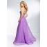 Flowing Strapless Long Lavender Purple Chiffon Beaded Crystal Prom Dress