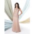 Formal A Line Cap Sleeve Nude Chiffon Lace Beaded Mother Of The Bride Evening Dress