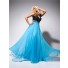 Formal A Line Princess Sweetheart Long Black Blue Chiffon Prom Dress With Beading