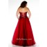 Formal A Line Strapless Long Red Sequins Tulle Plus Size Evening Prom Dress