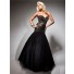 Formal Mermaid Sweetheart Long Gold Beading Black Tulle Evening Prom Dress