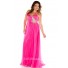 Formal Sheath Sweetheart Long Hot Pink Chiffon Beaded Plus Size Evening Prom Dress