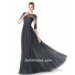 Formal Sheer Illusion Neckline Long Black Lace Beaded Evening Dress With Sleeves