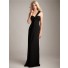 Formal sweetheart one shoulder floor length long black chiffon bridesmaid dress