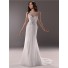 Georgette Sheath Illusion Bateau Neckline Chiffon Wedding Dress With Beading Crystal
