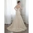 Glamour Mermaid Strapless Champagne Color Tulle Ruched Wedding Dress Corset Back