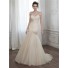 Glamour Mermaid Strapless Champagne Color Tulle Ruched Wedding Dress Corset Back