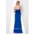 Glamour Sheath Strapless Long Royal Blue Chiffon Peplum Evening Bridesmaid Dress With Belt