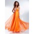 Gorgeous A Line Sweetheart Long Orange Chiffon Beaded Prom Dress Corset Back