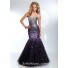 Gorgeous Mermaid Strapless Long Black Tulle Gold Ombre Beaded Prom Dress Corset Back