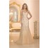 Gorgeous Mermaid Sweetheart Gold Colored Tulle Lace Beaded Wedding Dress