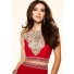 Gorgeous Two Piece Cap Sleeve Open Back See Through Tulle Red Jersey Beaded Prom Dress