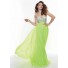 Gorgeous sweetheart empire floor length lime green chiffon prom dress beaded