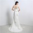 Graceful Mermaid V Back Cap Sleeve Venice Lace Wedding Dress With Bow Sash