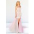 High Low Strapless Sheer See Through Corset Pink Green Lace Tulle Prom Dress