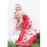 High Low Strapless Short Front Long Back Red Lace Prom Dress With Train