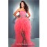 High Low Sweetheart Purple Tulle Ruffle Beaded Sweet Sixteen Prom Dress