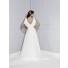 Informal A Line V Neck White Chiffon Ruffle Casual Beach Wedding Dress Beaded Belt