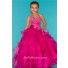 Lovely Princess Ball Halter Fuchsia Organza Ruffle Girl Pageant Party Prom Dress