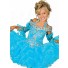 Lovely Puffy Short Turquoise Organza Ruffle Beaded Girl Pageant Prom Dress