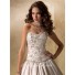Luxury Ball Gown Strapless Champagne Satin Beaded Crystal Wedding Dress Corset Back