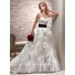 Luxury Ball Gown Sweetheart Cream Ivory Organza Layered Wedding Dress With Black Sash