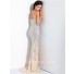 Luxury Mermaid Strapless Champagne Chiffon Heavy Beaded Prom Dress With Slit Back