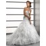 Luxury Trumpet/ Mermaid Sweetheart Crystals Beading Organza Wedding Dress With Ruffles Train