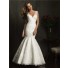 Mermaid Cap Sleeve V Neck Lace Wedding Dress With Low Back Buttons