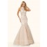 Mermaid High Neck Champagne Tulle Beaded Prom Dress With Buttons