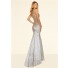 Mermaid High Neck Black Taffeta Silver Lace Applique Prom Dress