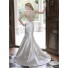 Mermaid Illusion Neckline Sheer Back Tulle Satin Beaded Wedding Dress