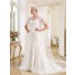 Mermaid Illusion Neckline Tulle Lace Applique Wedding Dress Sheer Sleeves