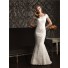 Mermaid Off The Shoulder Cap Sleeve Lace Wedding Dress With Low Back